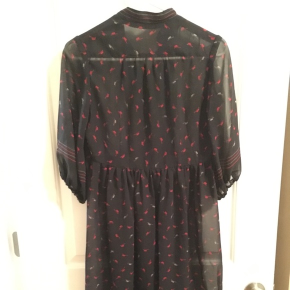 Sheer Vintage Black Dress with Red Hats Sz Sm/Med - Picture 5 of 5